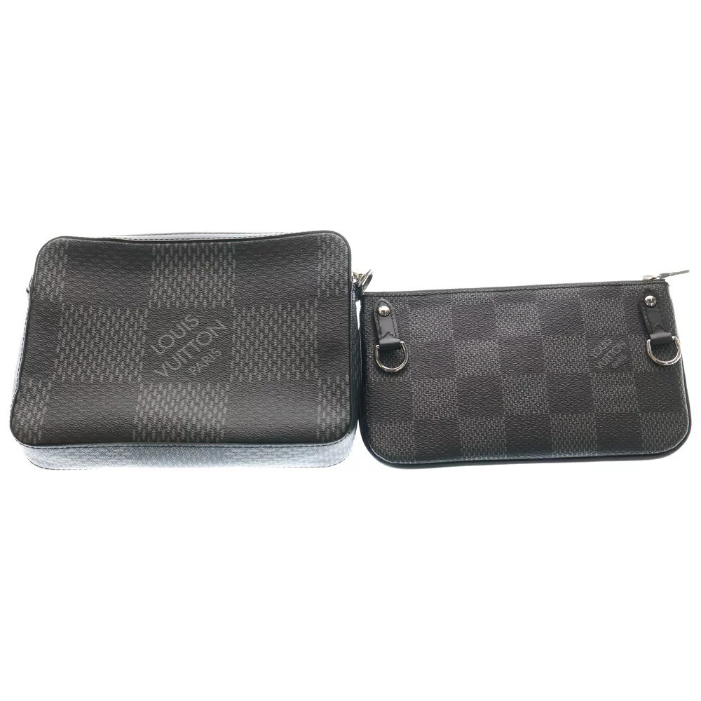 Louis Vuitton Bag Messenger Black Damier Trio Graphite Shoulder Leather Black